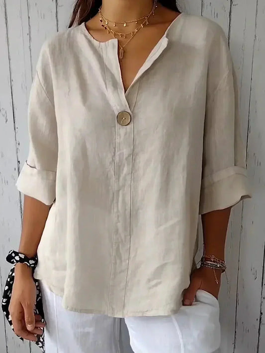 Emanuela™ - Blusa casual con scollo a V